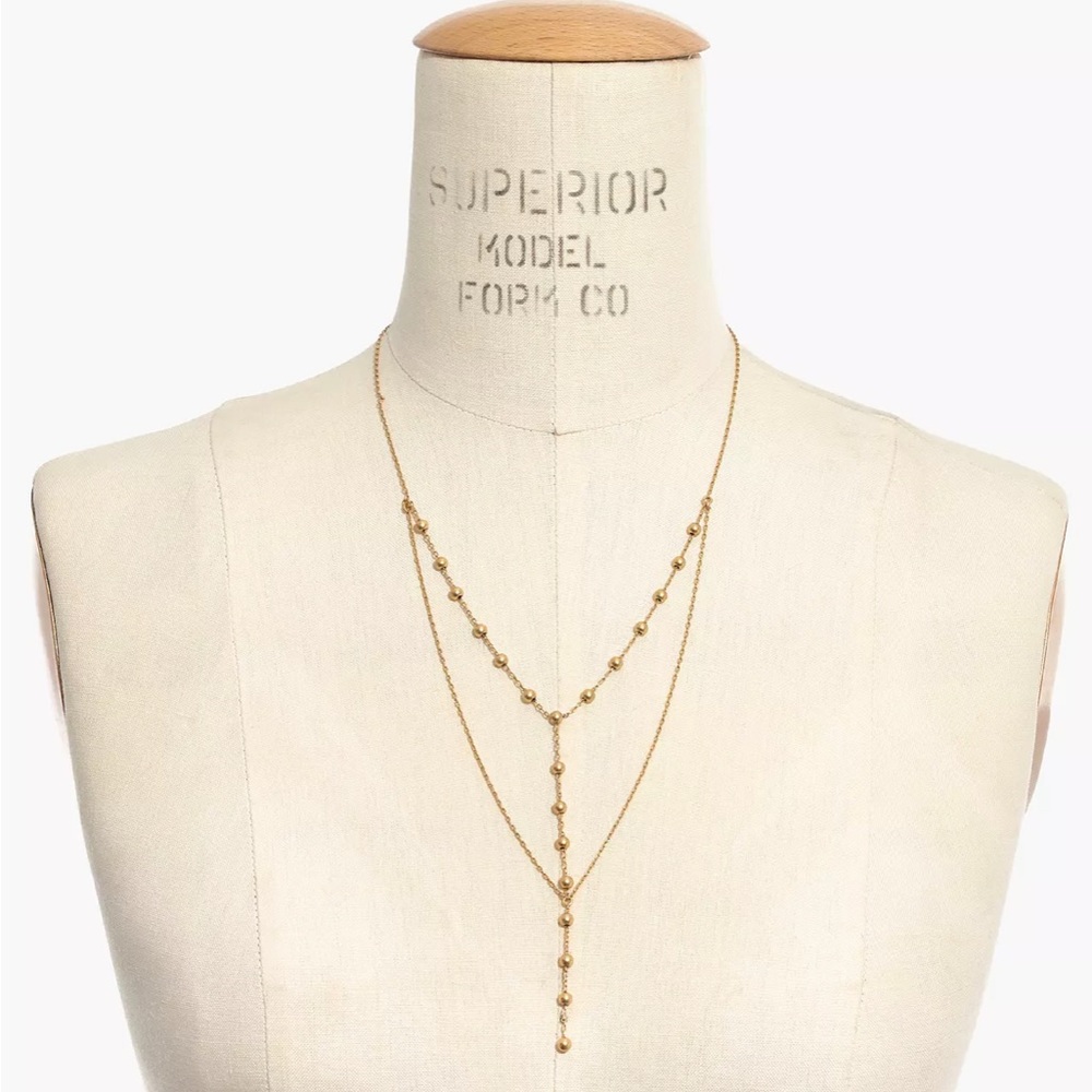 Madewell Sphere Layered Gold Lariat Necklace